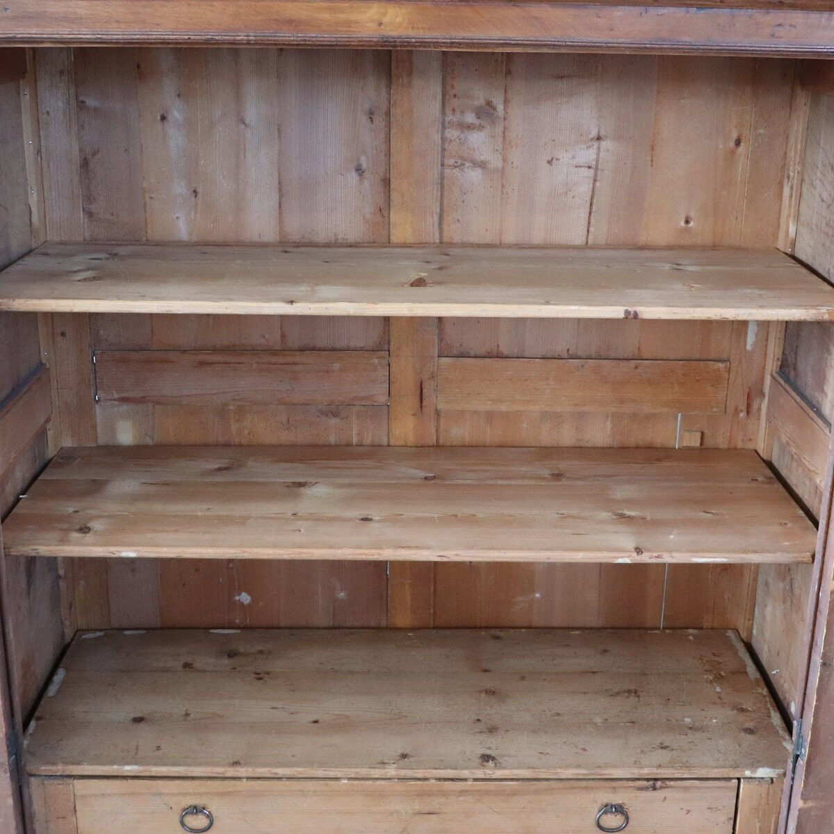 Rare Small Antique Wardrobe In Walnut And Marble Top, Italy 19th Century