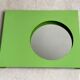 Vintage green metal wall mirror, rectangular, Mid Century decor