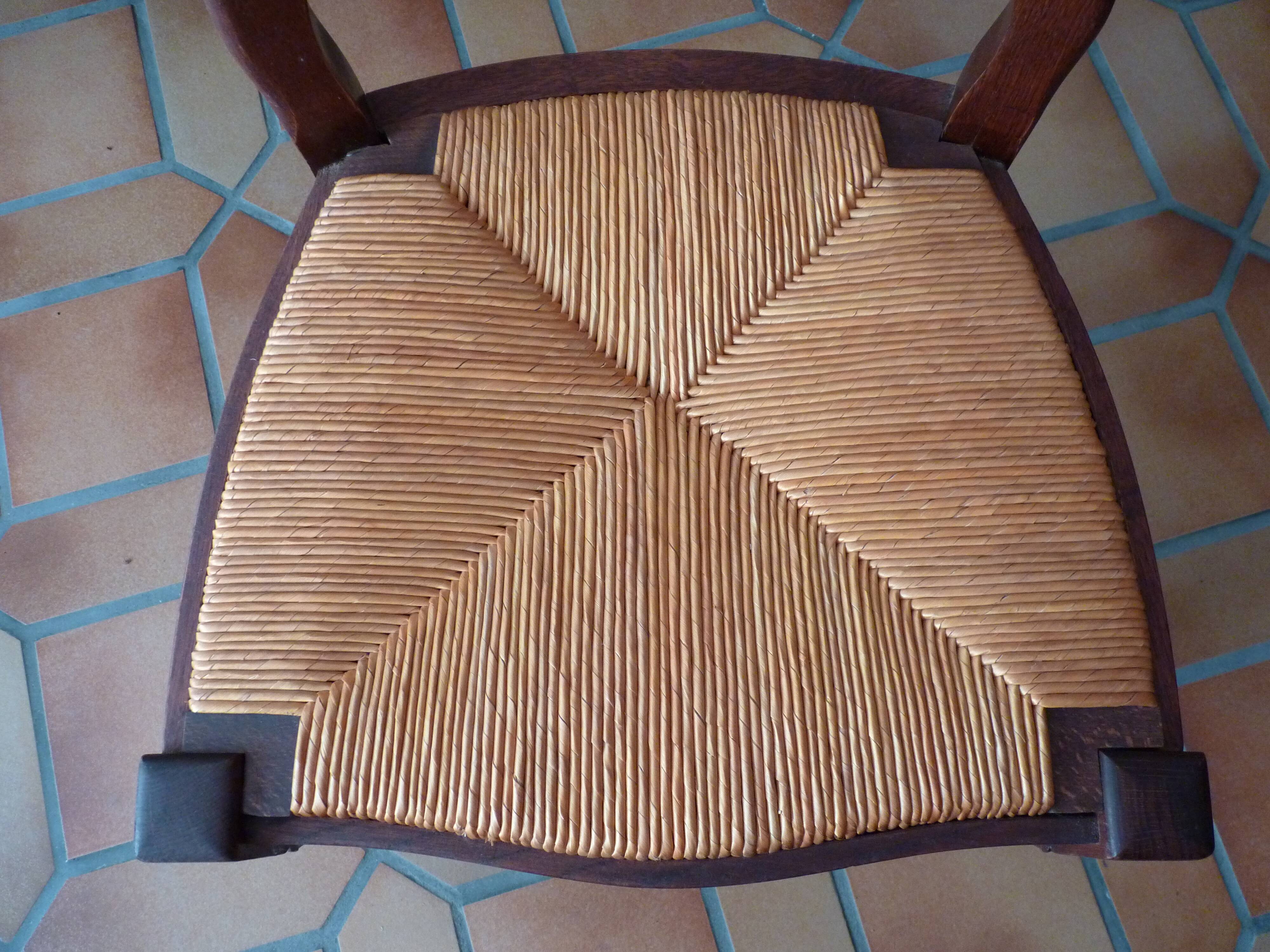6 straw oak chairs