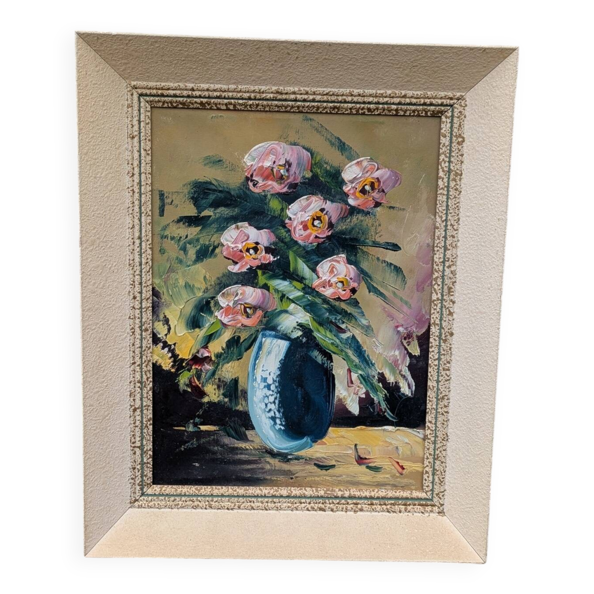 Oil on canvas, bouquet of ranunculus