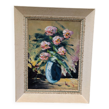 Oil on canvas, bouquet of ranunculus