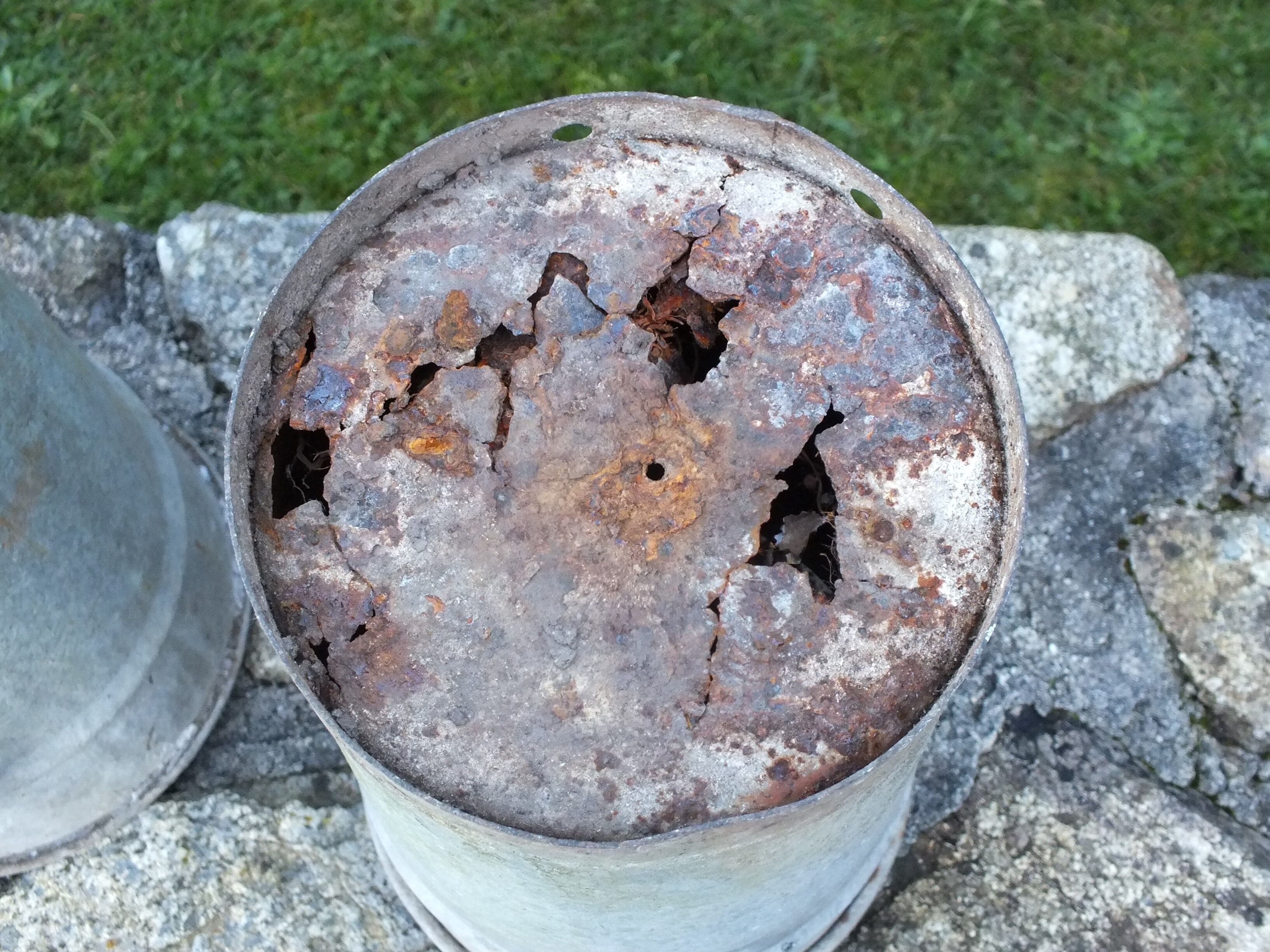Pair of old galvanized florist pots for the garden