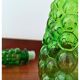 Bouteille/carafe Genie en verre à bulles vert Empoli vintage