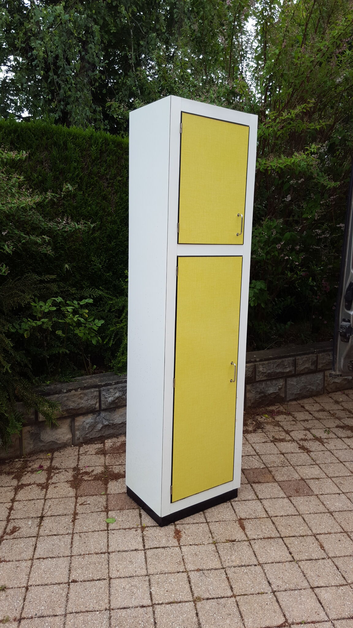 Vintage storage cabinet formica yellow