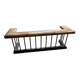English fireplace bench – Club Fender – Tawny leather and brass –