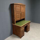 Antique painted pine desk or secretaire with wall unit from Germany late 1800s.