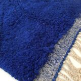 Moroccan berber carpet beni ouarain intense blue with engraved diamonds 246x160cm
