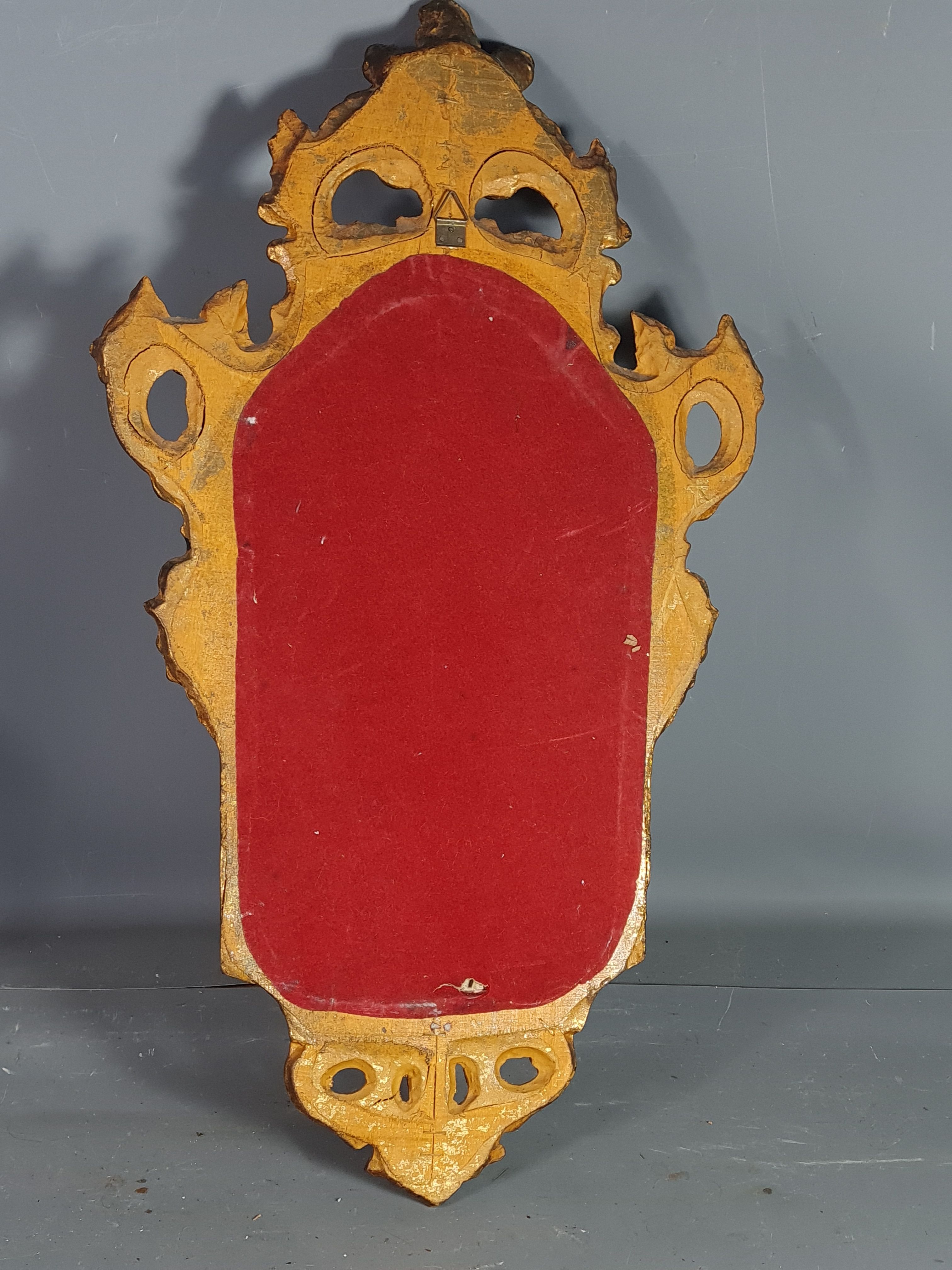 Old Italian mirror carved wood gilded with gold leaf 64x37 cm SB