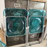 Set of 4 Castelli blue Plia folding chairs