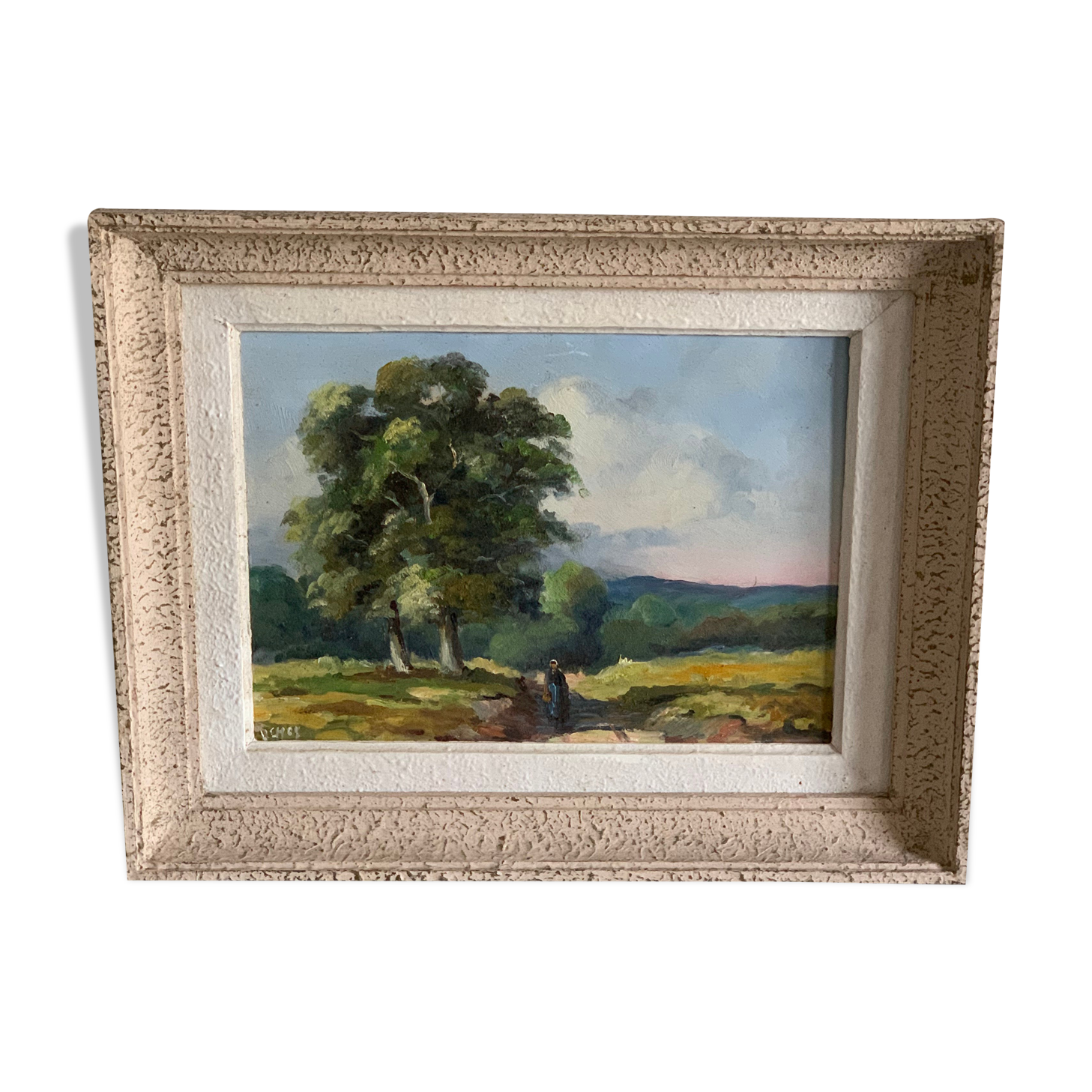 Framed wood painting