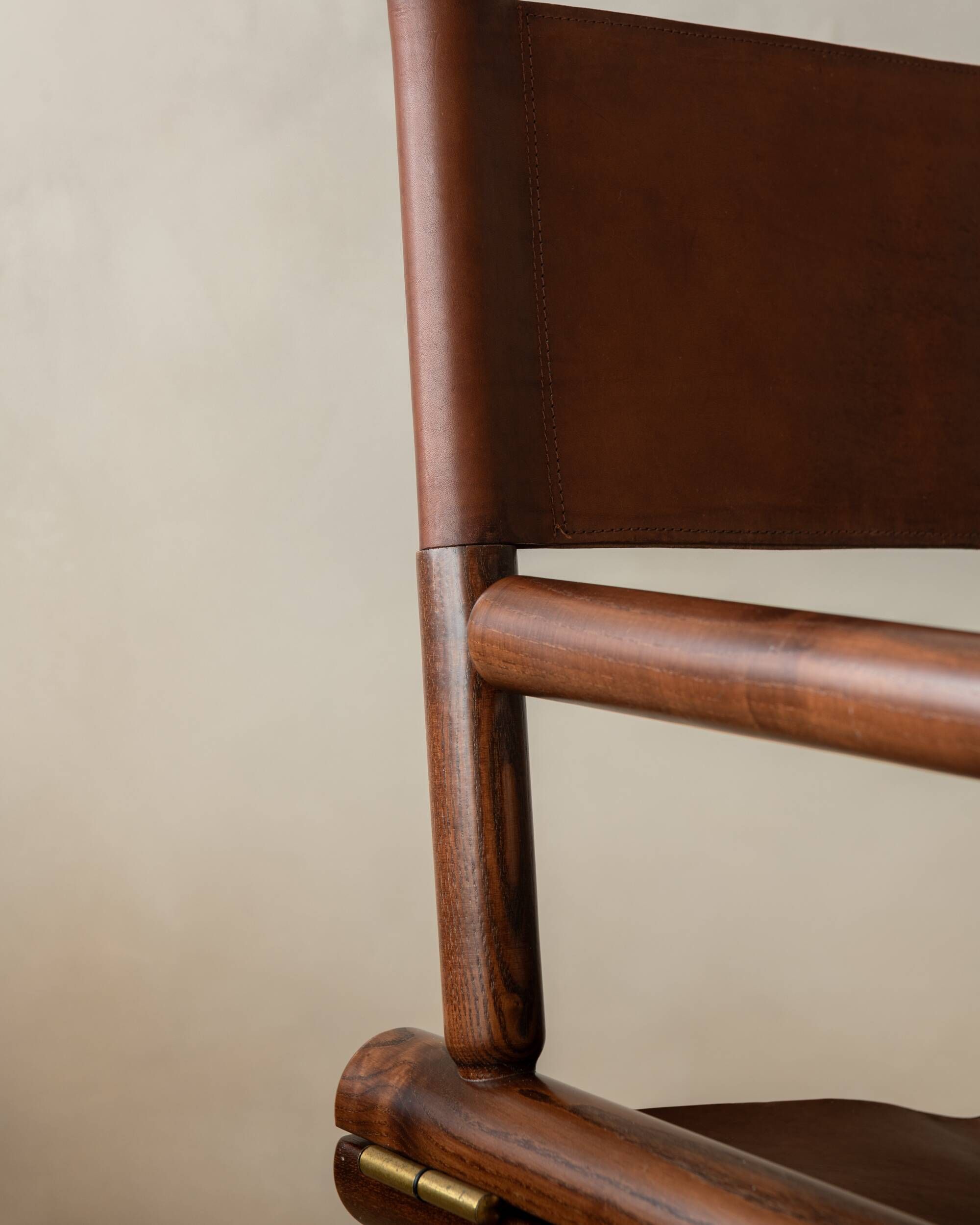 Italian Modern Vintage Folding Director's Chair in Wood and Leather, 1980s