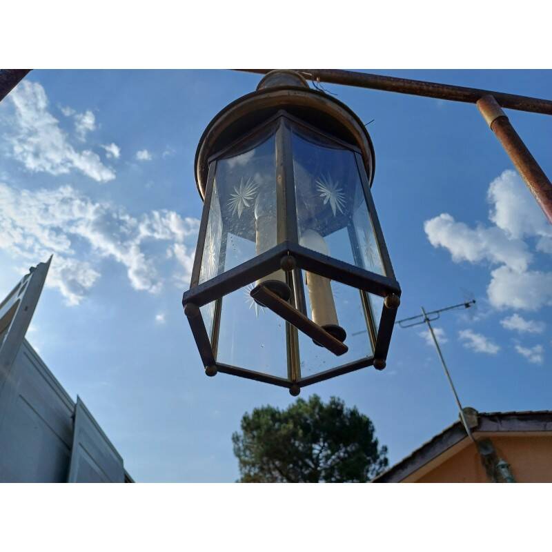 Brass and crystal pendant light
