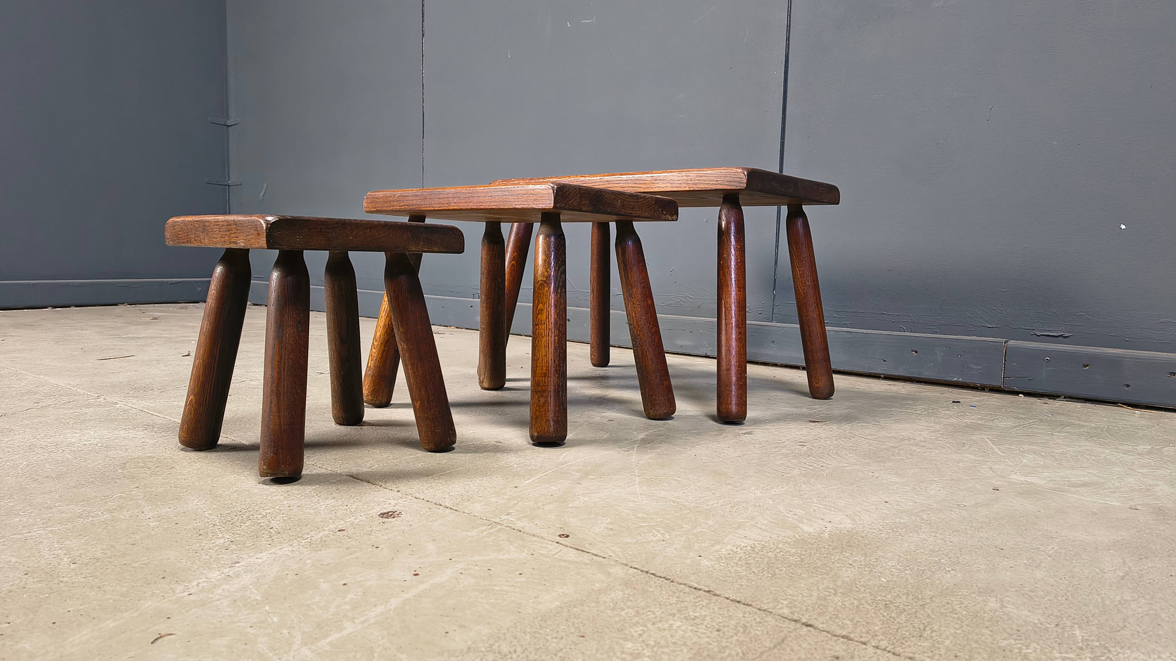 Vintage brutalist nesting tables, 1960s