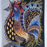 handmade "Aurore" rooster tapestry from the 1970s