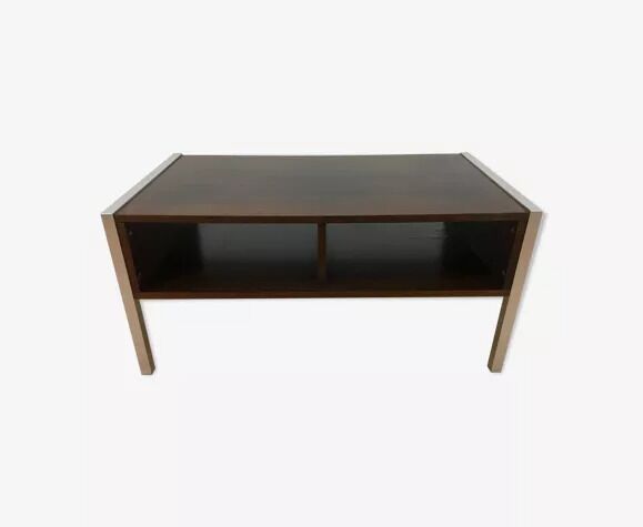 Coffee table wood and aluminum 70s