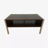 Coffee table wood and aluminum 70s