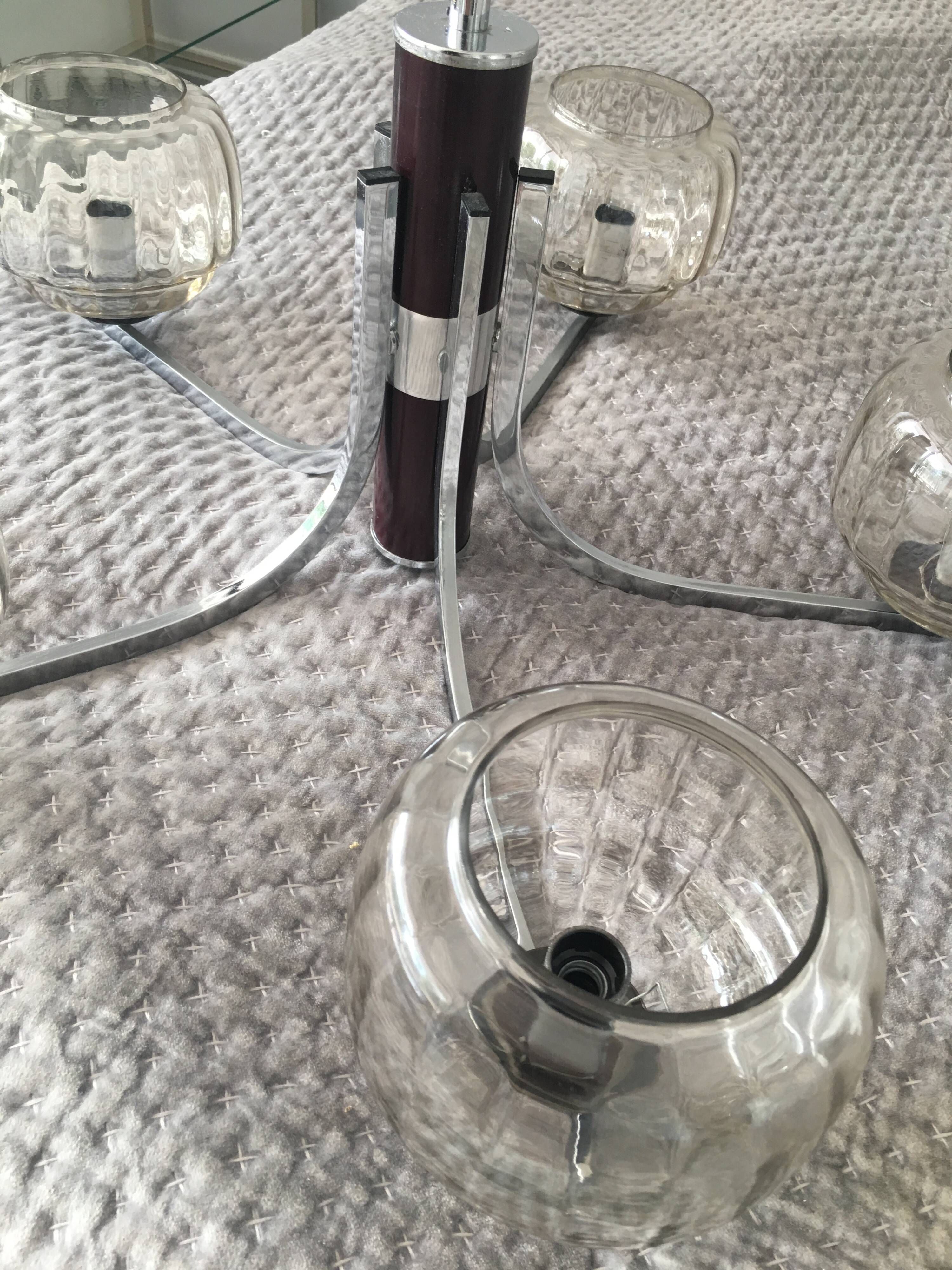 Vintage chrome chandelier 5 branches 5 lights