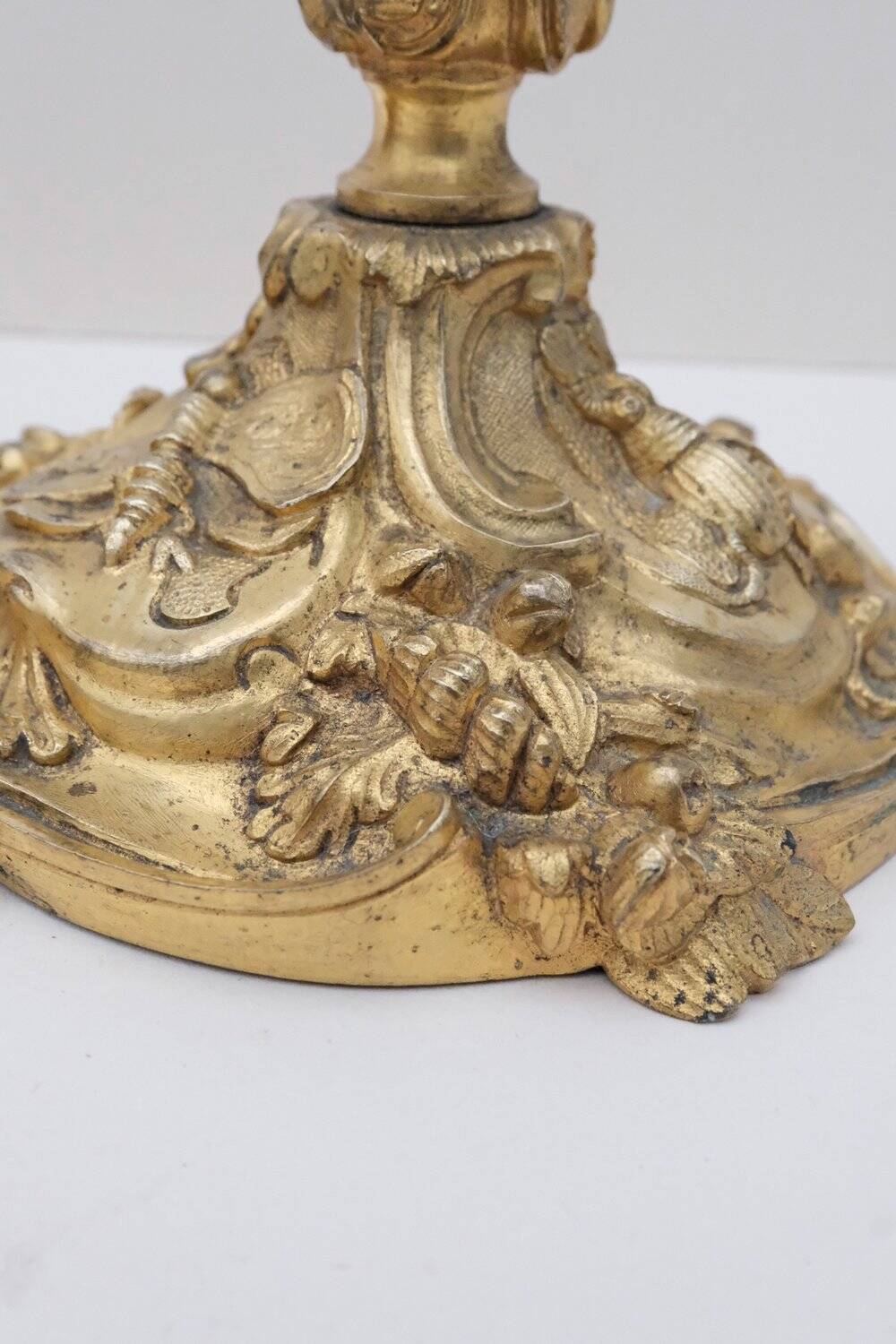 Pair of louis xv style rocaille candlesticks, slodtz model, 19th century