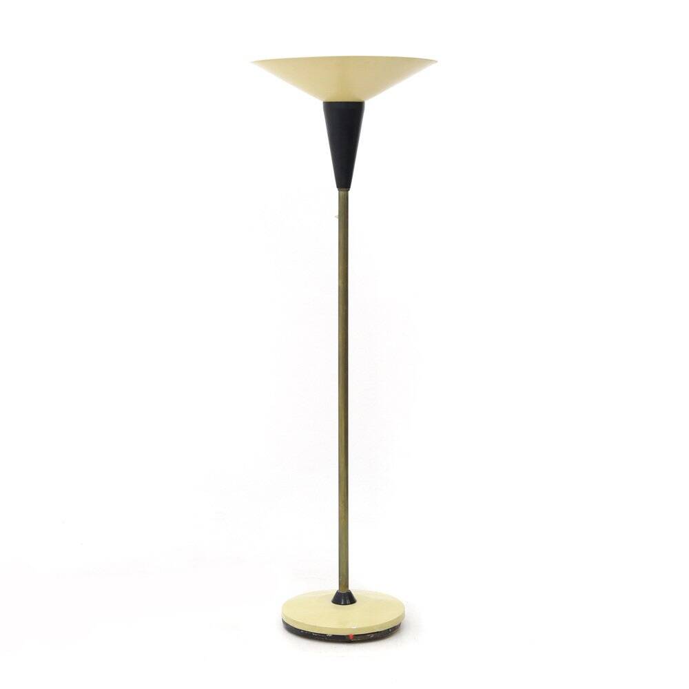 Floor lamp with white metal reflector, 1940s