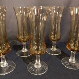 6 mini flûtes à champagne en verre soufflé