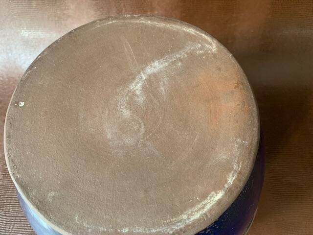 Art Nouveau pot cover in midnight blue ceramic, 1920