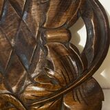 Basket or Pocket Emptying from the 1950s in Carved Wood signed A. Bouchez
