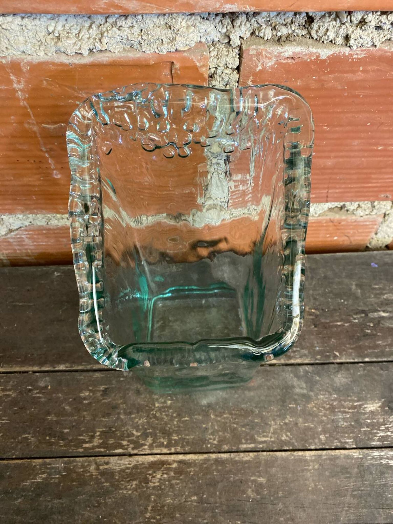 Vase Ancien Design Cascade Verre Bullé Vintage #C868