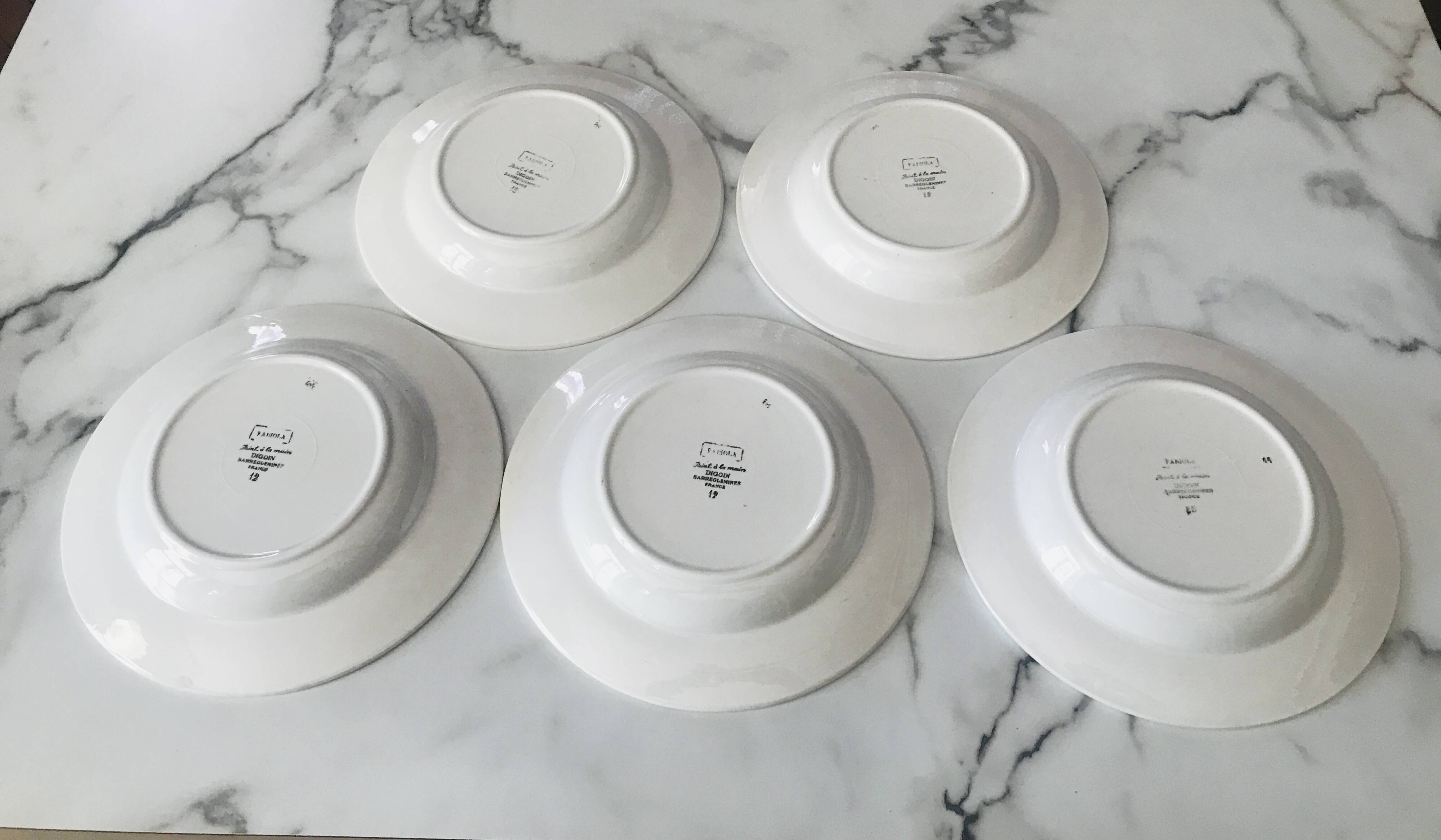 Fabiola Digoin Sarreguemines soup plates, 1950s