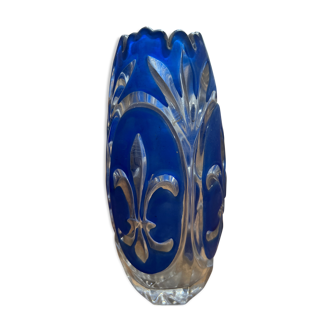 Val St Lambert vase decorated with fleur de Lys