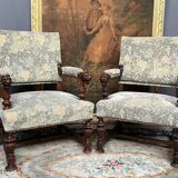 Pair of Renaissance style armchairs.