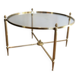 Round brass coffee table. Maison Baguès