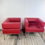 Vintage 1970s round metal and smoked glass table