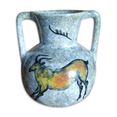 Vase en céramique vintage décor rupestre
