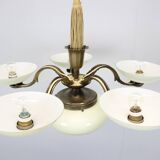 Lustre Art nouveau en laiton et verre, 1910s