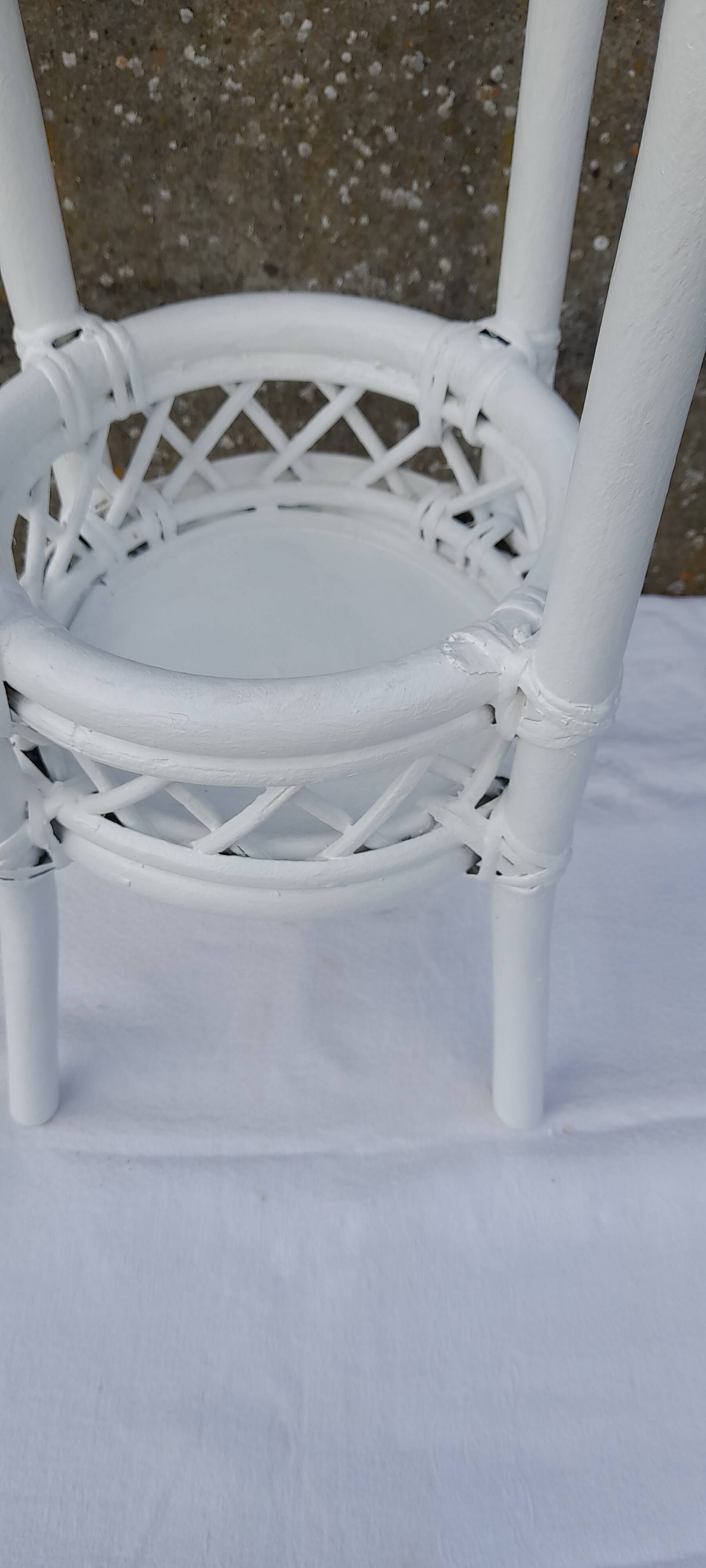 White rattan bamboo plant stand H 75.5 cm