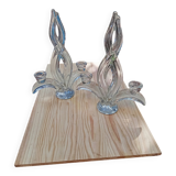 Pair of crystal candlesticks – 80s handcrafted design