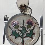 Vallauris Thistles flat plate hand decorated