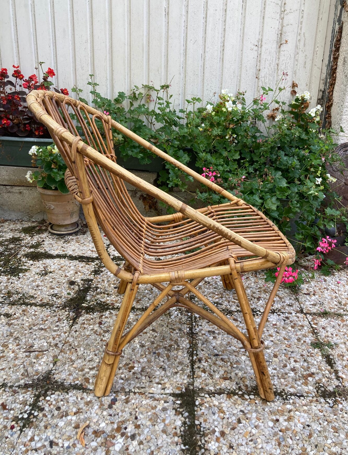 Fauteuil en rotin vintage