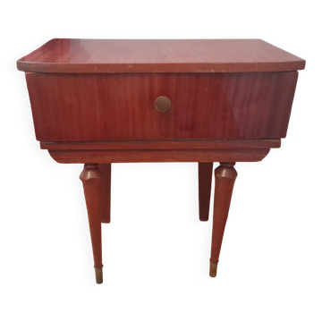 Table de chevet vintage en bois verni – style années 1950/60