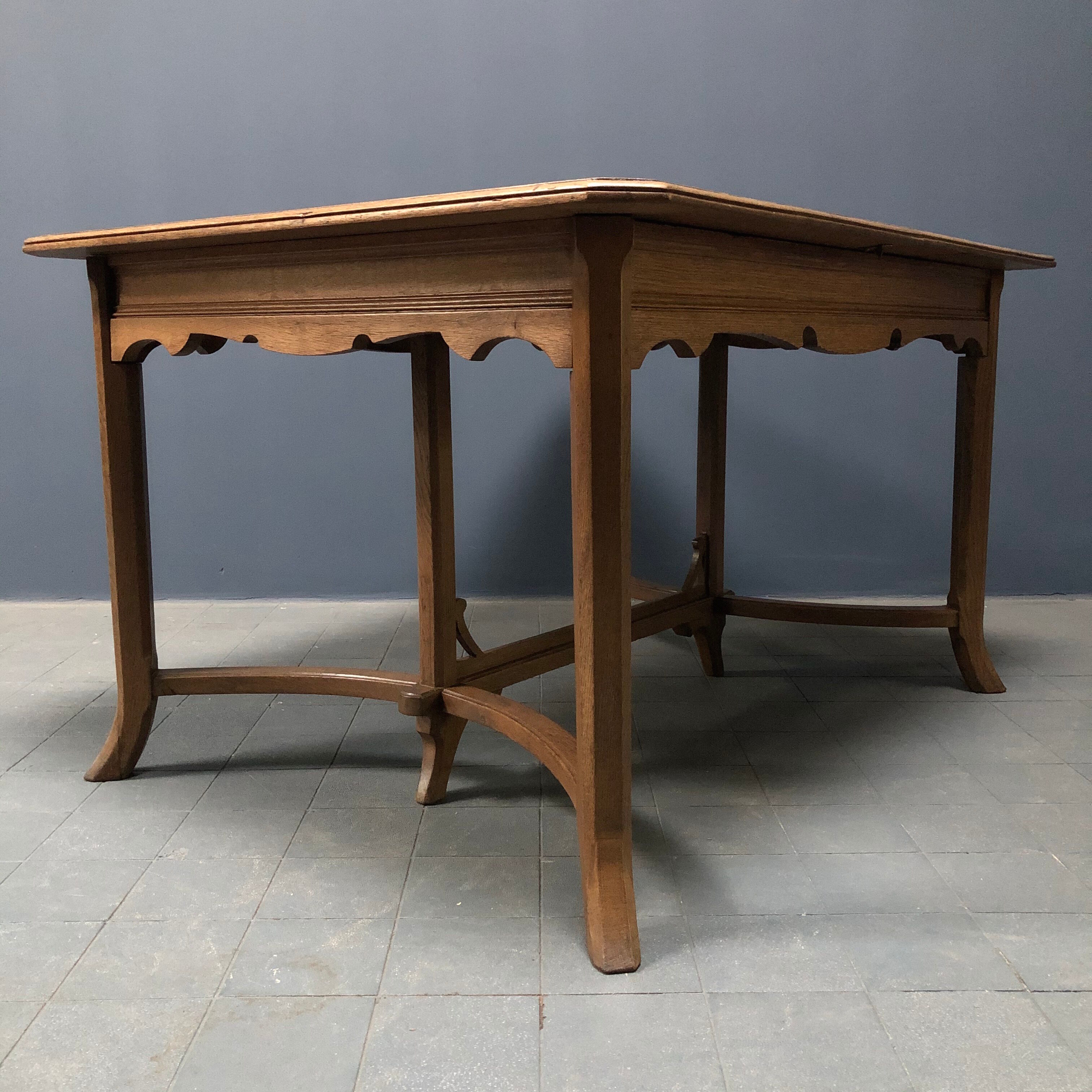 Dutch oak kitchen table in art deco style from the 1930s