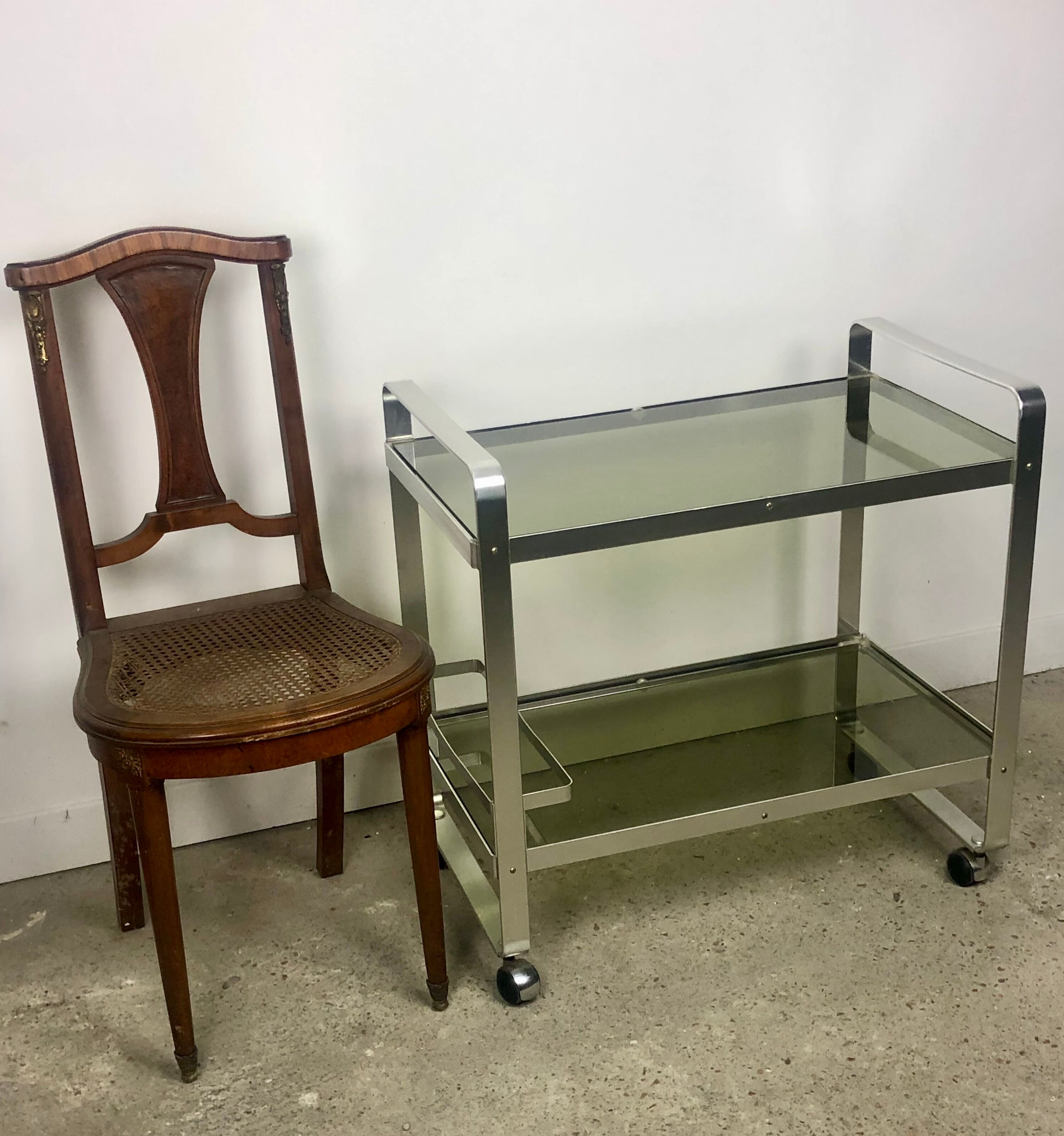 Rolling table in italian vintage aluminum by Martini and Rossi 1970