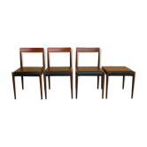 Série de 3 chaises et un tabouret vintage en teck par les éditions Lübke