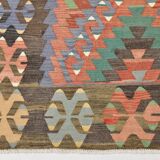 7x10 Multicolor Vintage Kilim Rug, Pattern Kilim Rug, 207x311 cm