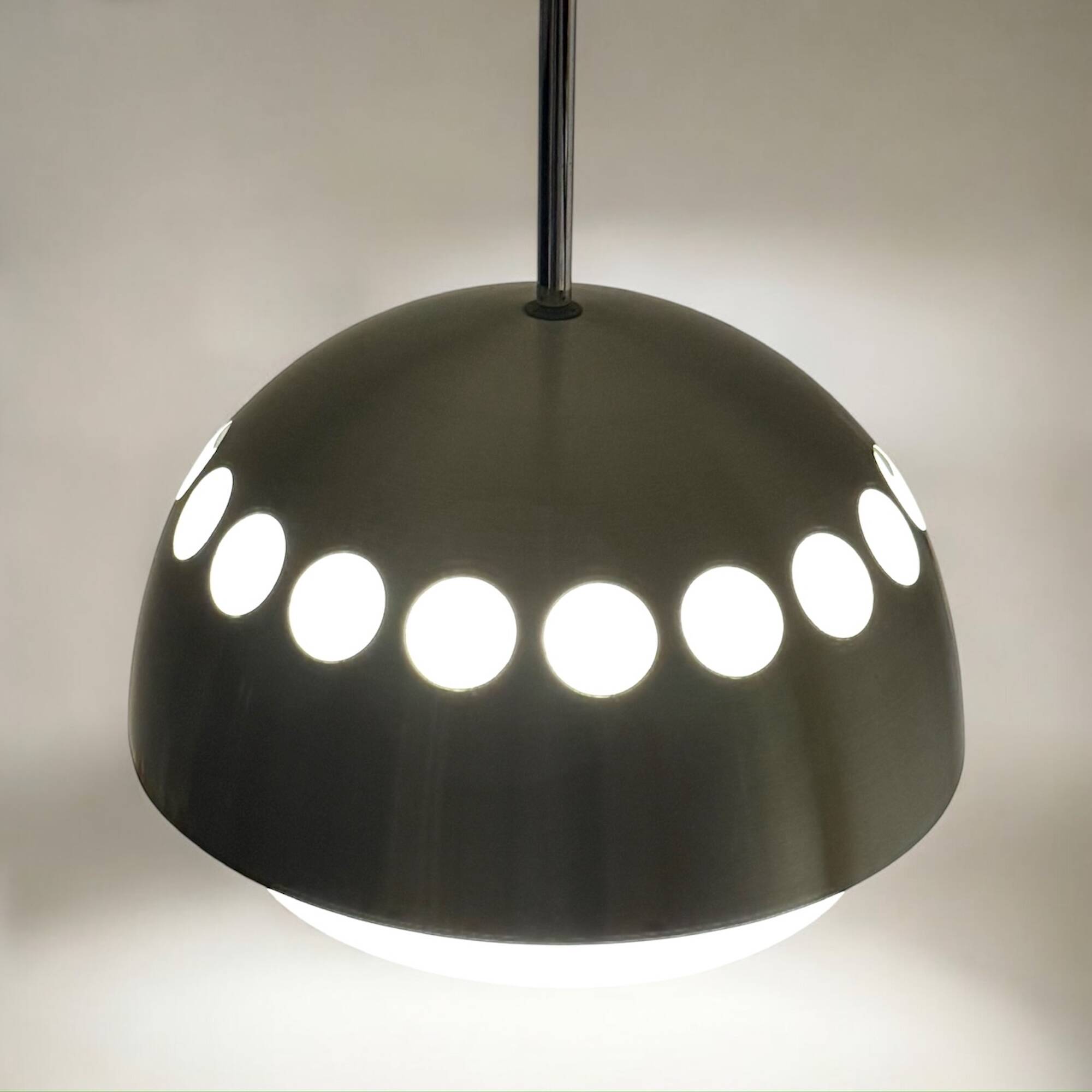 Grande suspension Space Age avec abat-jour en métal et ABS, années 1970