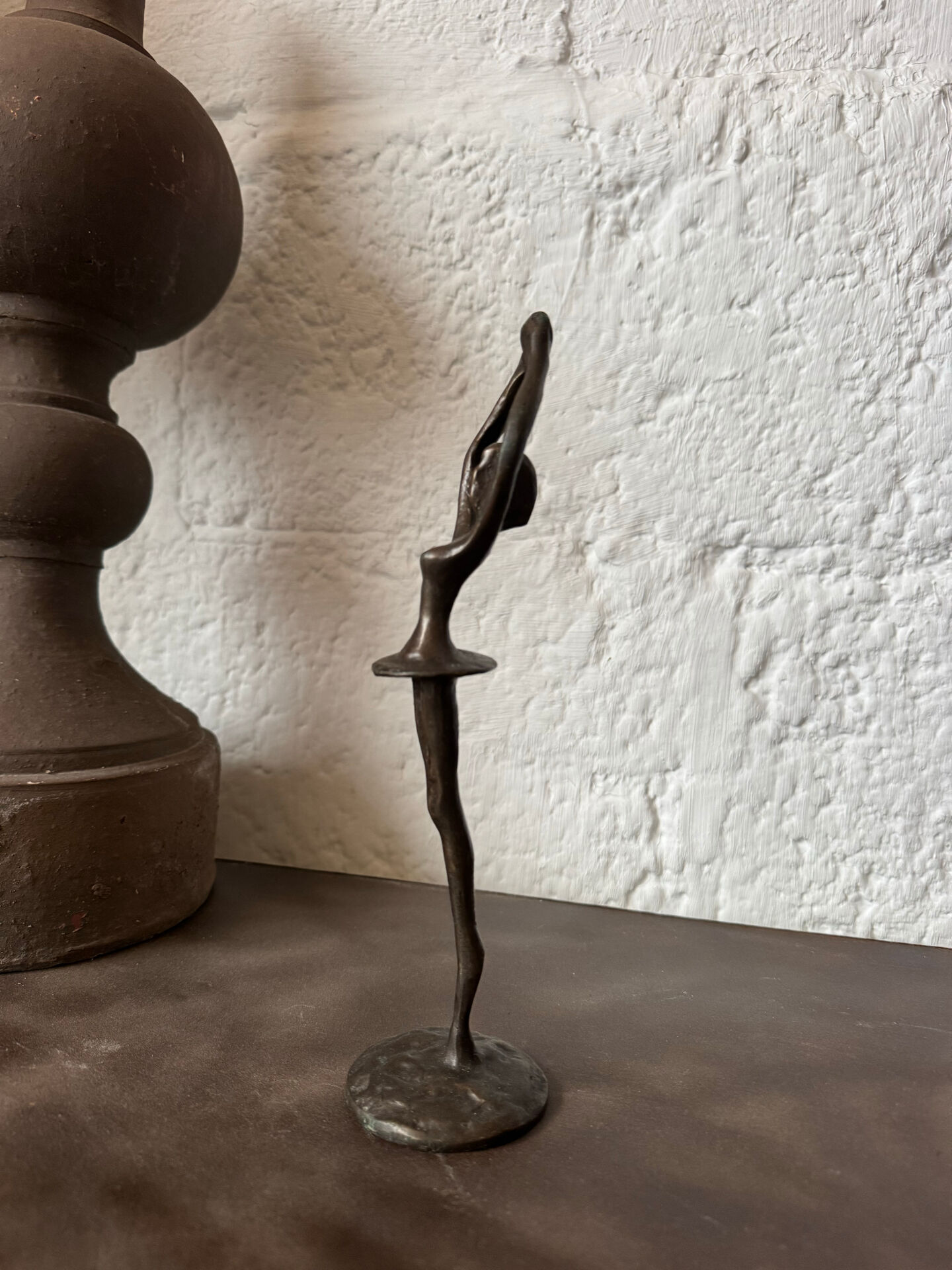Small bronze dancer in 1980s modernist style.