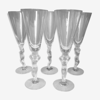 5 Crystal Champagne Flutes
