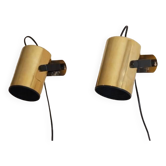 Pair of Scandinavian design wall lights in brass 1970