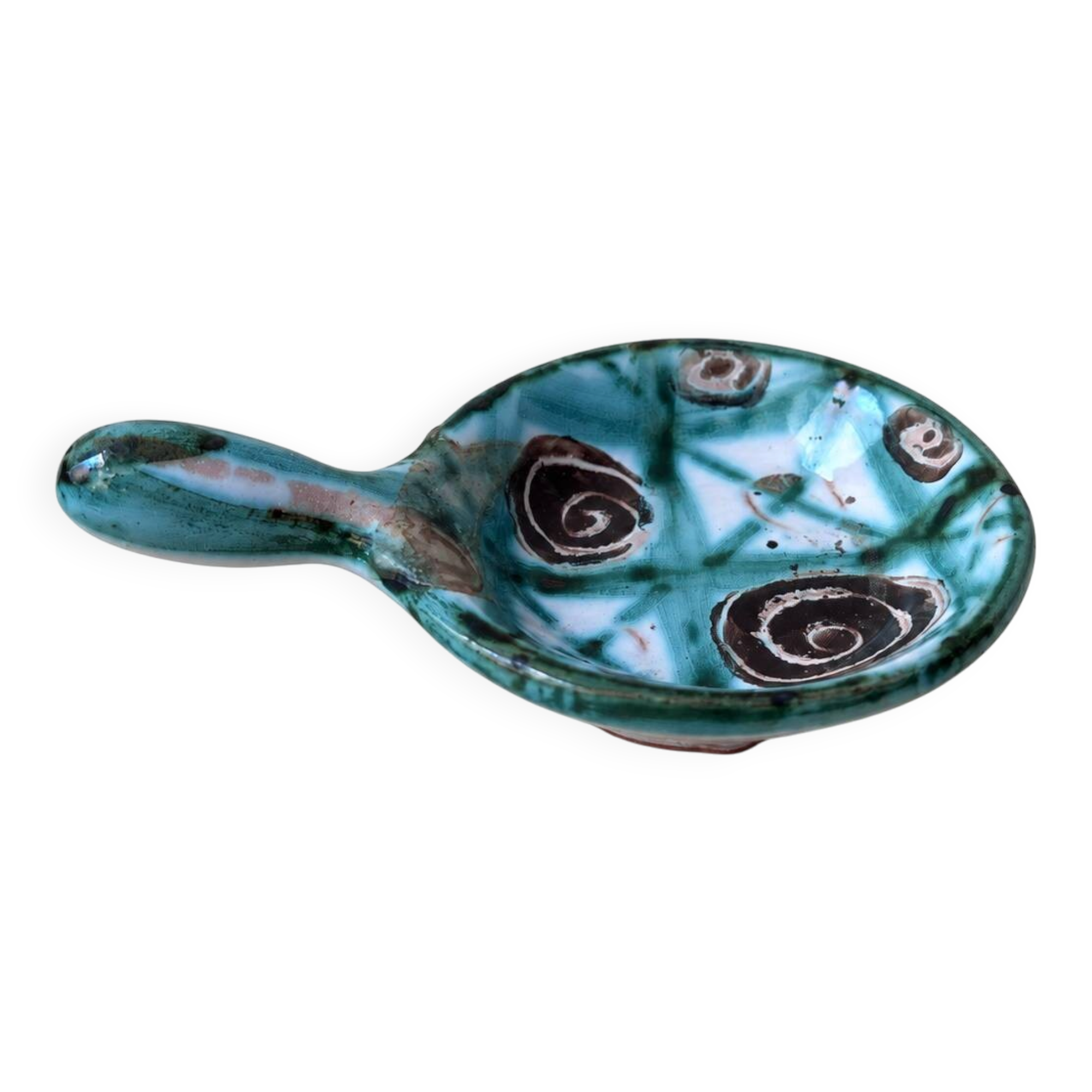 Mini ceramic frying pan by Robert Picault, spiral decoration, 1960s.