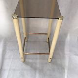 Square metal and smoked glass side table