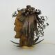 Unique piece. Wooden lamp and metal hair with devil's head "self-portrait"